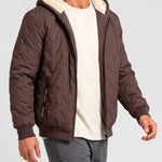 KZZ Men's basic slim-fit retro woven warm hooded jacket