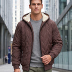 KZZ Men's basic slim-fit retro woven warm hooded jacket