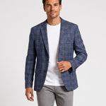 KZZ Men's single-breasted, two-button suit jacket