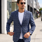 KZZ Men's single-breasted, two-button suit jacket