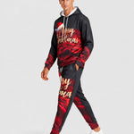 KZZ Men's 3D-Embroidered Hoodie Set
