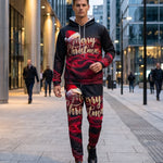 KZZ Men's 3D-Embroidered Hoodie Set