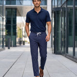 KZZ Men's striped straight-leg trousers