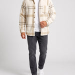 KZZ Men's Autumn and Winter Casual Knitted Plaid Shirt Jacket