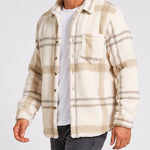 KZZ Men's Autumn and Winter Casual Knitted Plaid Shirt Jacket