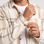 KZZ Men's Autumn and Winter Casual Knitted Plaid Shirt Jacket
