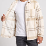 KZZ Men's Autumn and Winter Casual Knitted Plaid Shirt Jacket