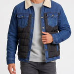 KZZ Men's Denim Jacket with Sherpa Lining
