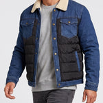 KZZ Men's Denim Jacket with Sherpa Lining