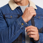 KZZ Men's Denim Jacket with Sherpa Lining