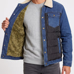 KZZ Men's Denim Jacket with Sherpa Lining