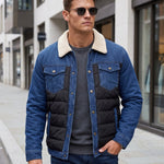 KZZ Men's Denim Jacket with Sherpa Lining