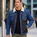 KZZ Men's Denim Jacket with Sherpa Lining