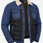 KZZ Men's Denim Jacket with Sherpa Lining