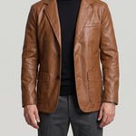 KZZ Men's Plus-Size Black Double-Breasted Suit Jacket