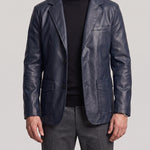 KZZ Men's Plus-Size Black Double-Breasted Suit Jacket