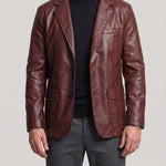 KZZ Men's Plus-Size Black Double-Breasted Suit Jacket