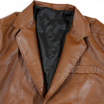 KZZ Men's Plus-Size Black Double-Breasted Suit Jacket