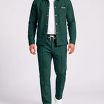 KZZ Men's Business Casual Shirt Jacket Long-Sleeved Trousers Suit