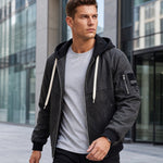 KZZ Men's Spring Hooded Zip-Up Jacket