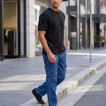 KZZ Men's Fashionable Wide-Leg Jeans