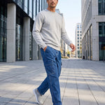 KZZ Men's Fashionable Wide-Leg Jeans