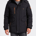 KZZ Men's winter fleece-lined hooded windbreaker