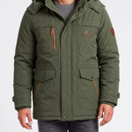 KZZ Men's winter fleece-lined hooded windbreaker