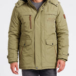 KZZ Men's winter fleece-lined hooded windbreaker