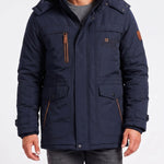 KZZ Men's winter fleece-lined hooded windbreaker