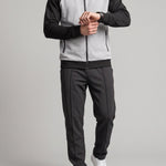 KZZ Men's stand-collar color-block zip-up jacket and straight-leg trousers