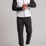 KZZ Men's stand-collar color-block zip-up jacket and straight-leg trousers
