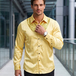 KZZ Men's shiny metallic sequin long-sleeved button shirt