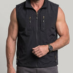 KZZ Men's Slim-Fit Stand-Collar Zip-Up Vest