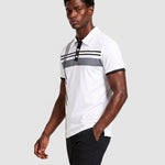 KZZ Men's Striped Print Color-Block Polo Shirt