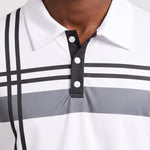 KZZ Men's Striped Print Color-Block Polo Shirt
