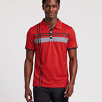 KZZ Men's Striped Print Color-Block Polo Shirt