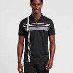 KZZ Men's Striped Print Color-Block Polo Shirt