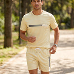 KZZ Men's Summer Regular-Fit Short-Sleeve T-Shirt and Shorts
