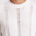 KZZ Men's Long-Sleeve Striped Cut-Out Knit Pullover