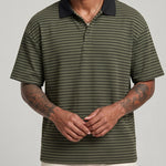 KZZ Men's Waffle-Knit Polo Shirt
