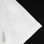 KZZ Men's White Short-Sleeve Shirt with Floral Texture