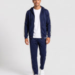 KZZ Men's Spring Hooded Half-Zip Long-Sleeve Top and Straight-Leg Pants