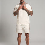 KZZ Color-block half-zip top and solid-color drawstring shorts