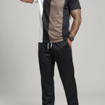 KZZ Color-block geometric print short-sleeve T-shirt and trousers