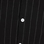 KZZ Men's striped long-sleeve shirt with a stand-up collar and trousers