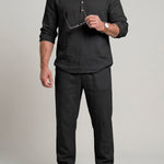 KZZ Men's solid-color linen set