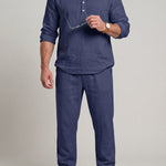 KZZ Men's solid-color linen set