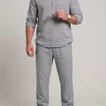 KZZ Men's solid-color linen set