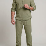 KZZ Men's solid-color linen set